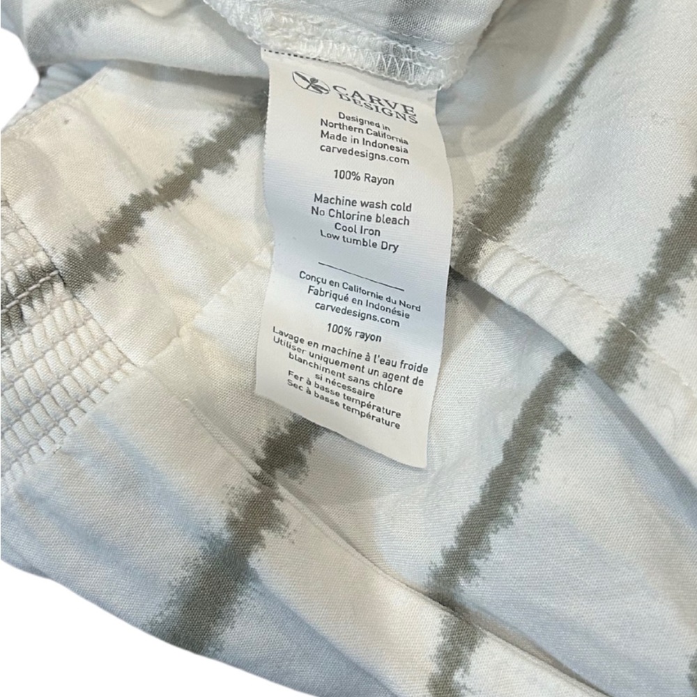 Carve Designs Avery Beach Pants | Cream/Green Tie Dye Stripe | Size Small - Picture 3 of 7